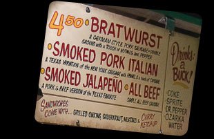 Bratwurst Menu